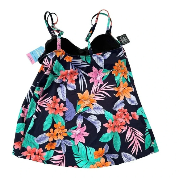 Swim Solutions Havanna Nights Bust Support Tankini Swim Top Size 12 Navy NWT - Picture 4 of 12